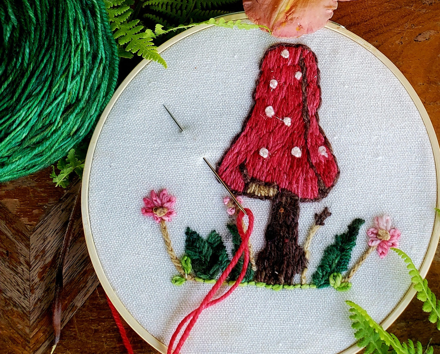 Crewel Embroidery Mushroom Kit