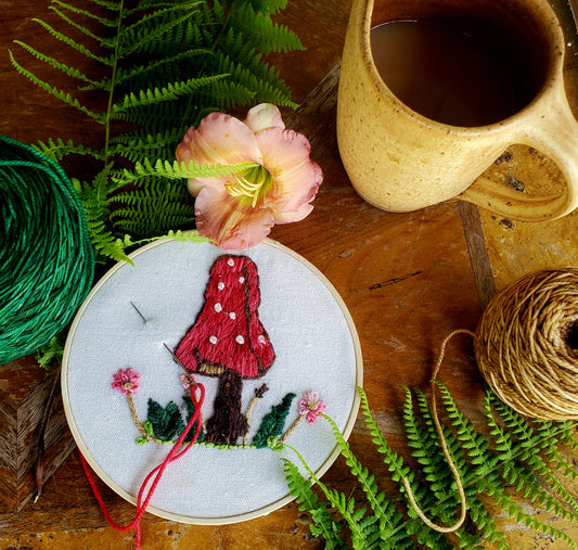 Crewel Embroidery Mushroom Kit